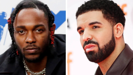 Rappers Kendrick Lamar (L) and Drake are pictured in Inglewood, California