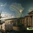 Editorial image showing an African airport runway, medical cargo, quarantine response tents, a Kenyan courthouse, and global map lines representing outsourced public health risk.