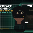 Black woman creator stands in front of a glowing phone screen showing a blurred AI-generated double, symbolizing AI blackface, platform profit, and creator exploitation.
