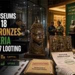 Museum workers prepare Benin Bronze artifacts for return to Nigeria, highlighting questions of ownership, cultural capital, and restitution.