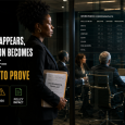 Black professional stands outside a corporate conference room as workplace race data disappears from an employer workforce dashboard.