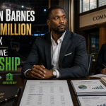 Harrison Barnes represented moving from NBA earnings to bank ownership, with a $25 million investment, ownership documents, lending files and balance sheets illustrating labor to capital to ownership.