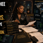 Megan Thee Stallion reviewing music assets in a recording studio as master ownership remains with her and Interscope handles global distribution.