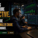 Black professional working with AI productivity systems as rising output contrasts with workers receiving a smaller share of economic production.