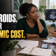 Black woman consulting a physician, with insurance paperwork, a calendar and an appointment phone screen illustrating the economic burden of fibroid care.