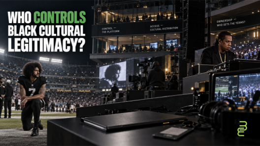 Colin Kaepernick and Jay-Z representing protest, cultural influence and institutional control in the NFL.