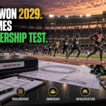 Elite African runners compete inside Nairobi’s Kasarani Stadium as contractor bids, venue plans and procurement documents highlight the commercial ownership stakes surrounding the 2029 World Athletics Championships.