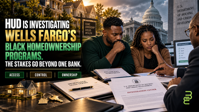 Black homebuyers review mortgage documents and a HUD investigation letter as Wells Fargo's Black homeownership programs face federal scrutiny.